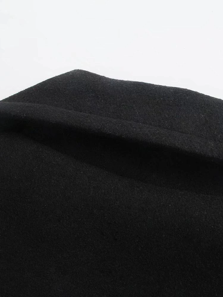 Women Black Poncho Coat V-Neck Cloak Cape Winter Outerwear 2024 - Image 5