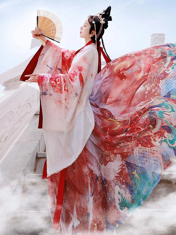 Chinese Style Lolita OP Dress 3-Piece Set Eric White Long Sleeves Polyester Lolita Dress Outfit - Image 4