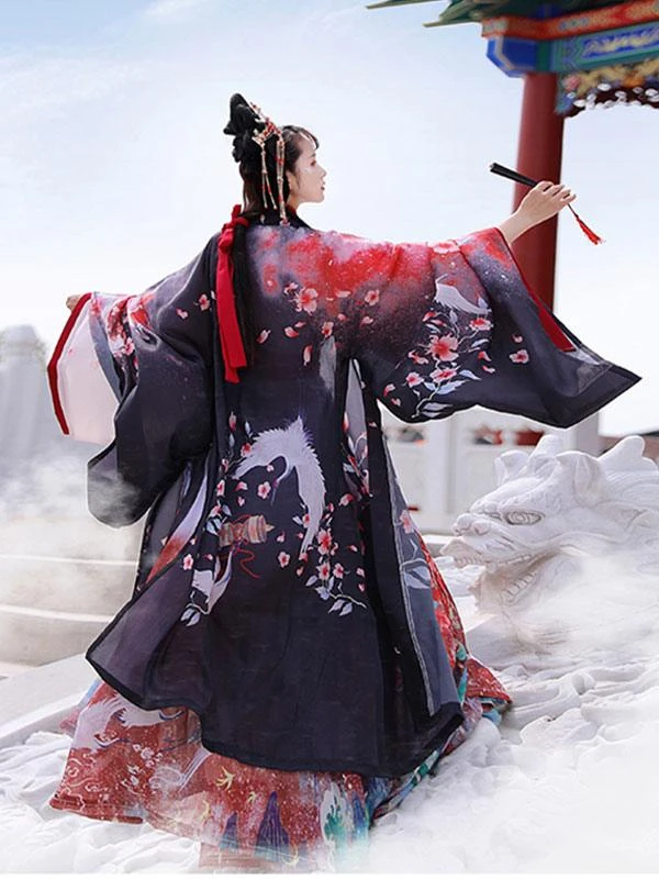 Chinese Style Lolita OP Dress 3-Piece Set Eric White Long Sleeves Polyester Lolita Dress Outfit - Image 6