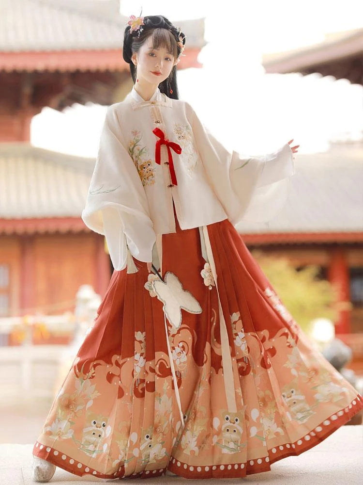 Chinese Style Lolita OP Dress 3-Piece Set Eric White Long Sleeves Lolita Dress Outfit - Image 2