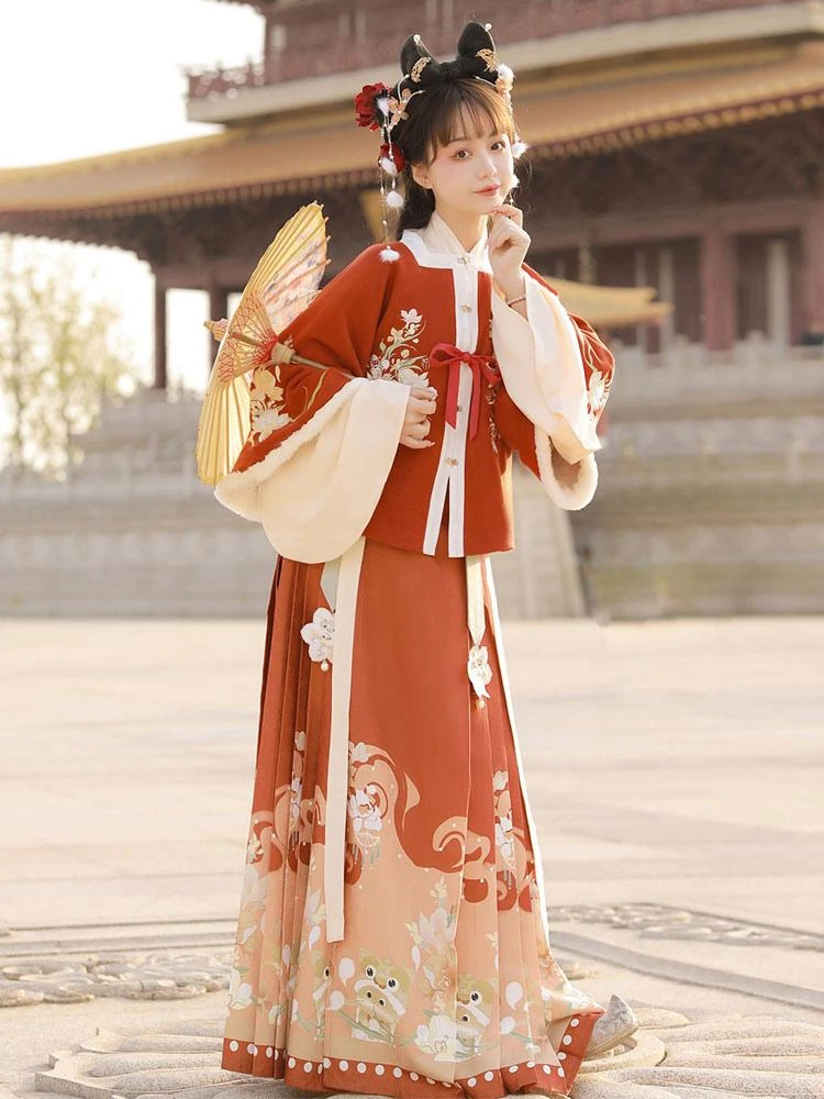 Chinese Style Lolita OP Dress 3-Piece Set Eric White Long Sleeves Lolita Dress Outfit - Image 3