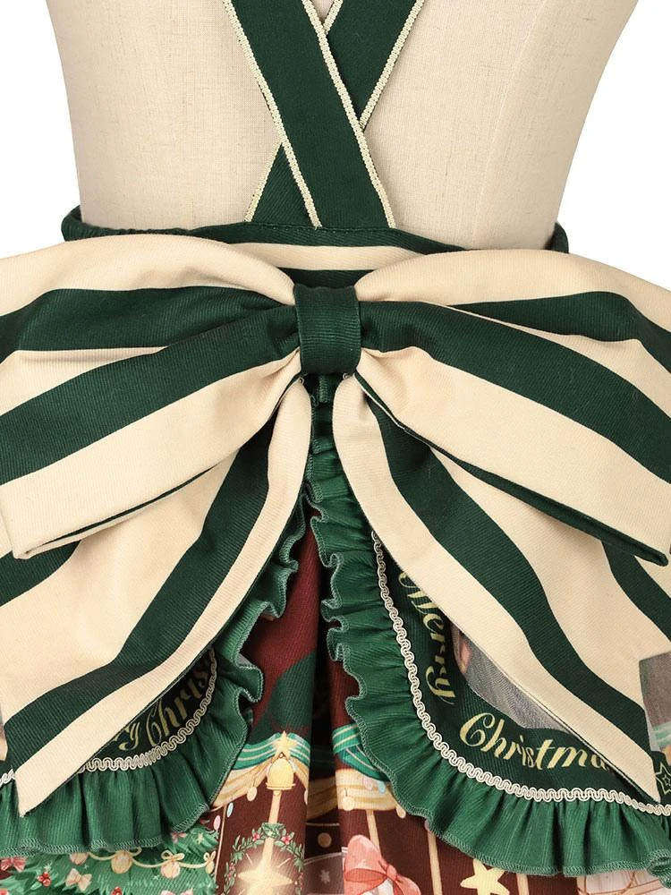 Sweet Lolita JSK Dress 4-Piece Set Polyester Sleeveless Christmas Lolita Jumper Skirt Outfit - Image 10