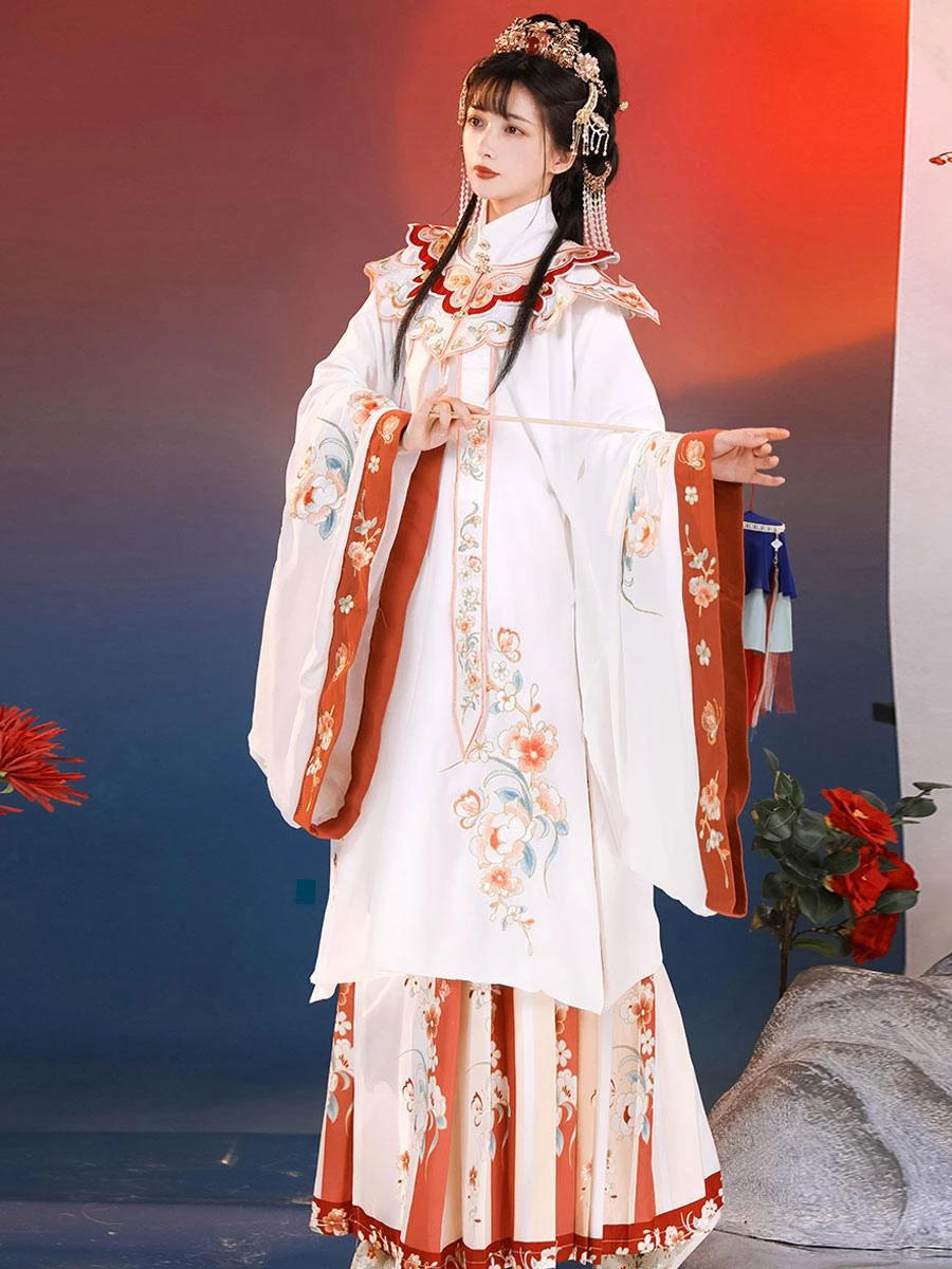 Chinese Style Lolita OP Dress 3-Piece Set Red Long Sleeves Floral Print Lolita Dress Outfit - Image 4