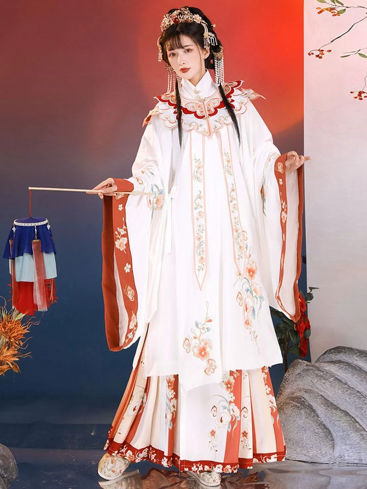Chinese Style Lolita OP Dress 3-Piece Set Red Long Sleeves Floral Print Lolita Dress Outfit - Image 3