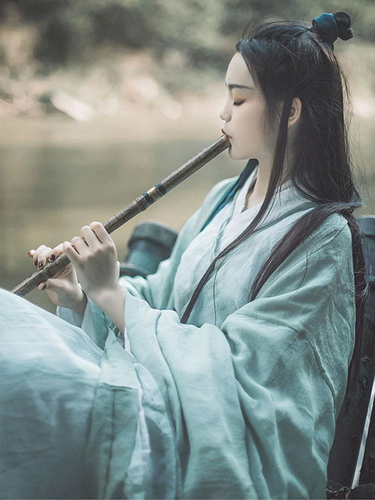 Chinese Style Lolita Dress 2-Piece Set Pale Green Long Sleeve Polyester Lolita Dress Outfit - Image 2