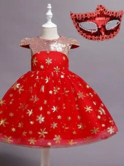Red Flower Girl Dresses Jewel Neck Sleeveless Polyester Cotton Sequins Formal Kids Pageant Dresses