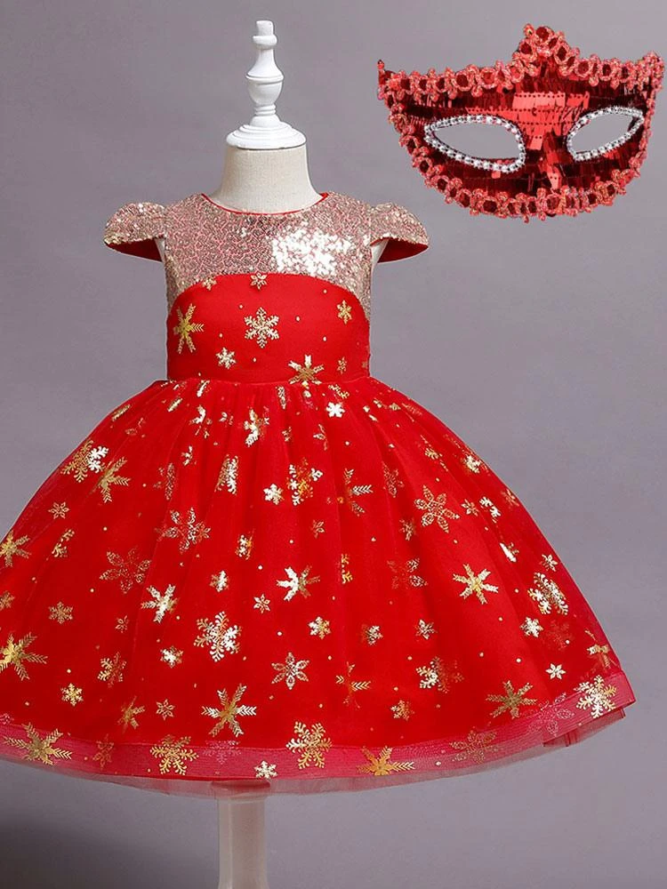 Red Flower Girl Dresses Jewel Neck Sleeveless Polyester Cotton Sequins Formal Kids Pageant Dresses