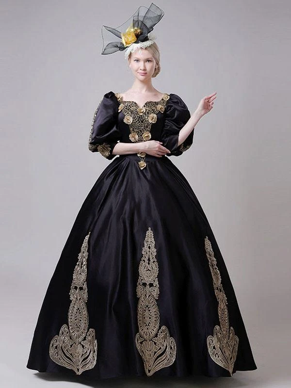 Prom Dress Polyester Half Sleeves Classical Lolita Dress Black - Image 2