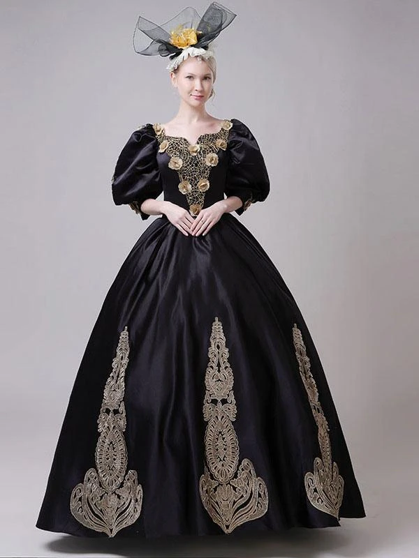 Prom Dress Polyester Half Sleeves Classical Lolita Dress Black - Image 3
