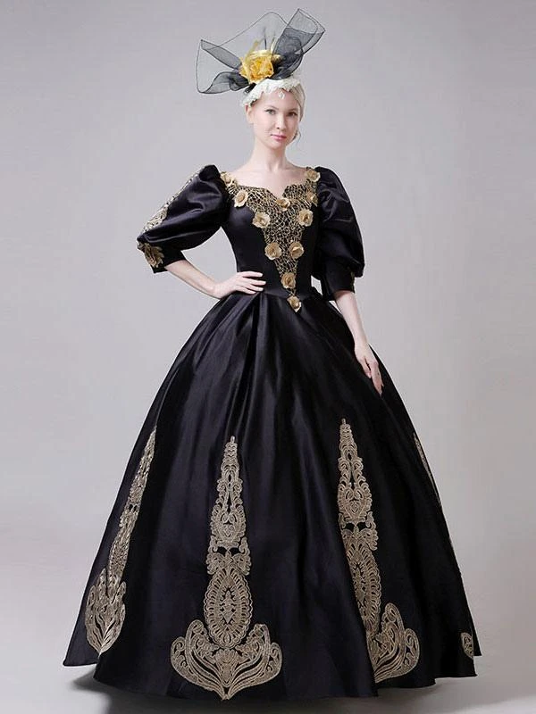 Prom Dress Polyester Half Sleeves Classical Lolita Dress Black - Image 4