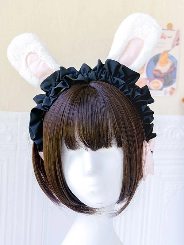 Sweet Lolita Dress Apron Bows Polka Dot Polyester Short Sleeves Black Lolita One Piece Dress - Image 8