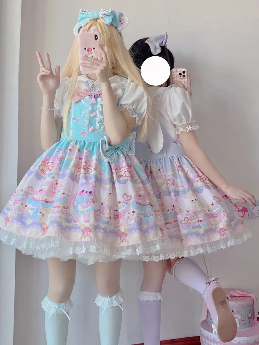 Sweet Lolita Dress Bear Pattern Polyester Sleeveless Lolita JSK Dress - Image 5