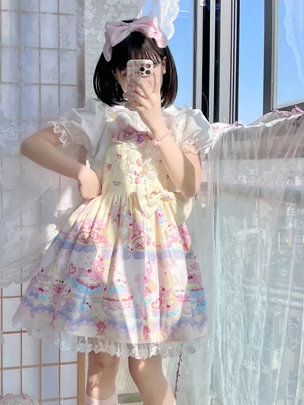 Sweet Lolita Dress Bear Pattern Polyester Sleeveless Lolita JSK Dress - Image 2