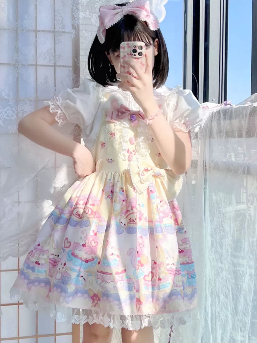 Sweet Lolita Dress Bear Pattern Polyester Sleeveless Lolita JSK Dress