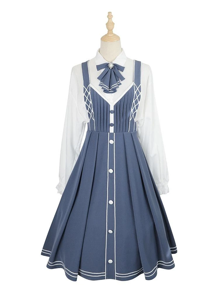 Chinese Lolita JSK Dress Draped Light Sky Blue Lolita Jumper Skirts - Image 6
