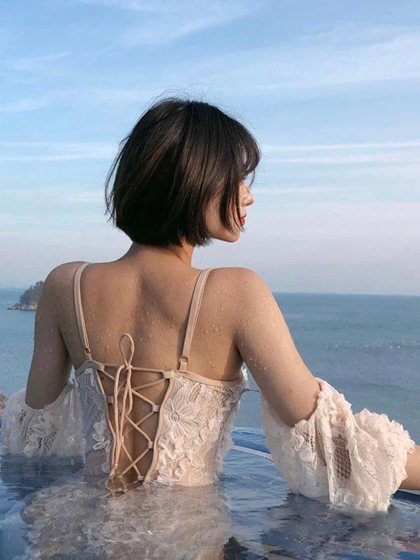 Sweet Swimsuits Lace Ruffles Flowers Jumpsuit - Image 4