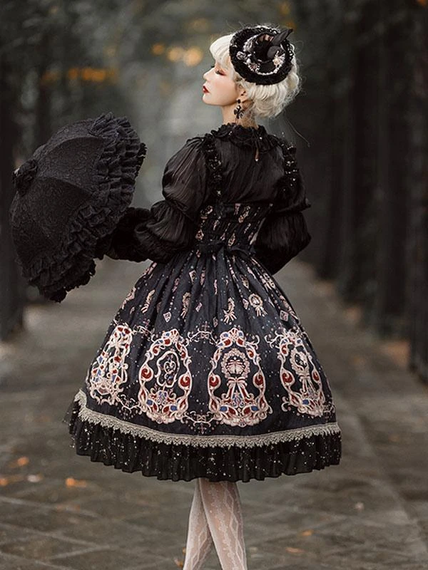 Classic Lolita Dress Elegant Print Star Bows Ruffles Lolita JSK Dress - Image 8