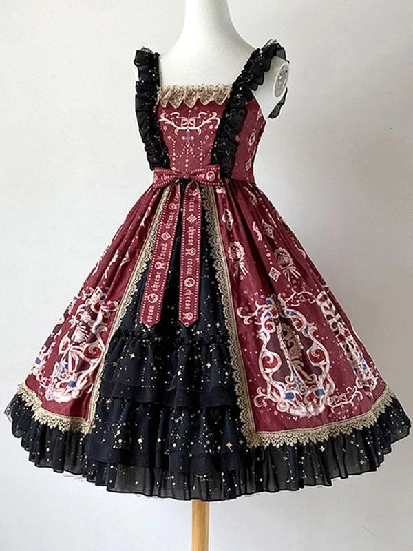 Classic Lolita Dress Elegant Print Star Bows Ruffles Lolita JSK Dress - Image 2