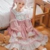 Sweet Lolita Dress Polyester Long Sleeves Ruffles Dress
