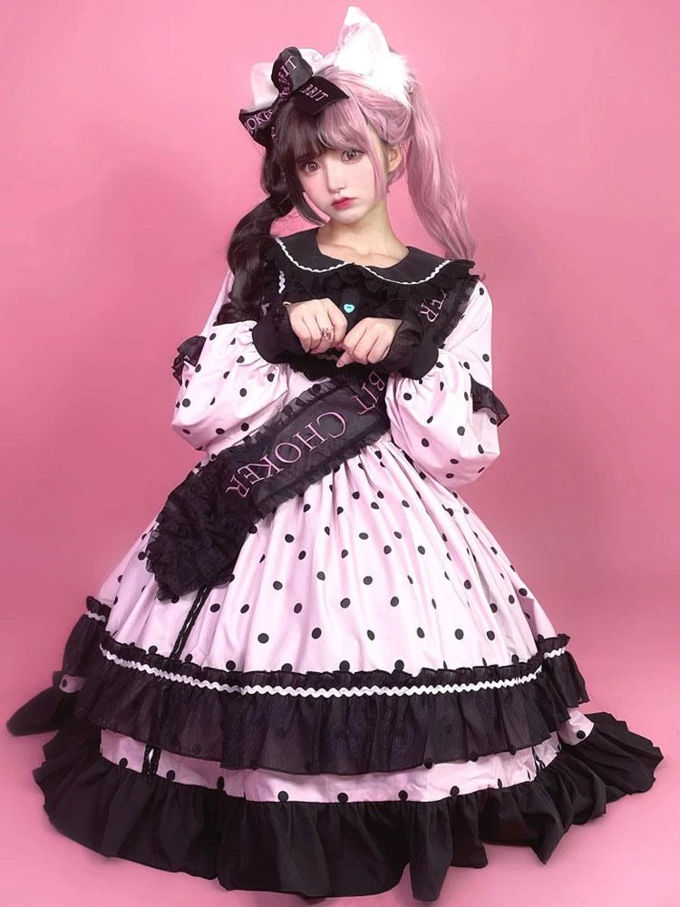 Sweet Lolita Dress Polyester Long Sleeves Ruffles Dress - Image 7