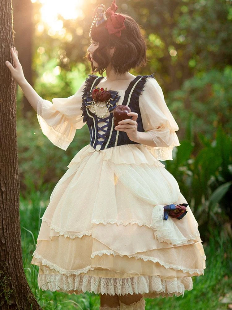 Classic Lolita Outfits Infanta Blue Bows Sleeveless Top Skirt Bowknot