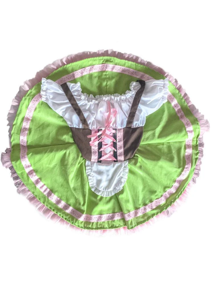 Parent-child Green Lolita OP Dress Lace Up Ruffles Lolita One Piece Dresses - Image 7