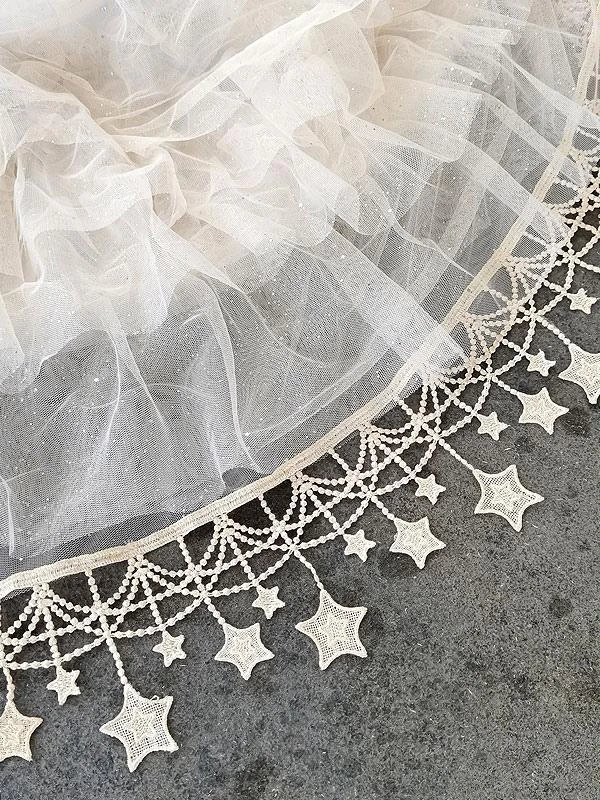 Sweet Lolita Petticoats Polyester Ruffles Gothic Lolita Petticoat Woman's Ecru White Stars Print Lolita Underskirt - Image 4