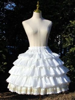 ROCOCO Style Lolita Petticoats Polyester Ruffles Gothic Lolita Petticoat Woman's White Lace Lolita Skirt
