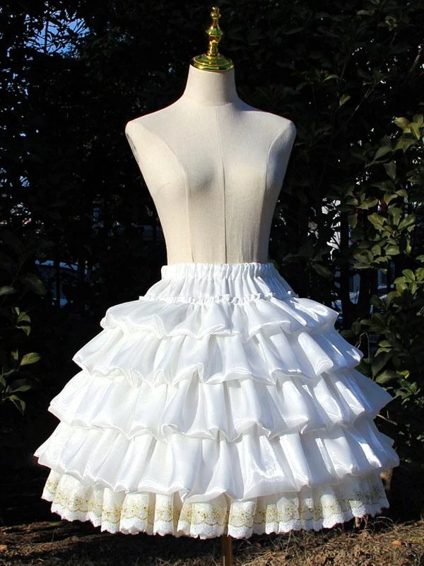 ROCOCO Style Lolita Petticoats Polyester Ruffles Gothic Lolita Petticoat Woman's White Lace Lolita Skirt