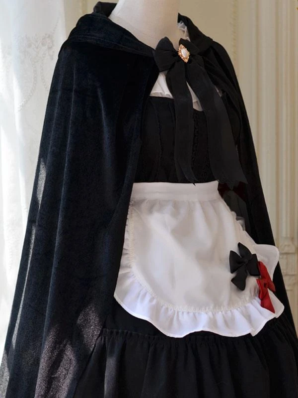Gothic Lolita Poncho Black Polyester Spring Lolita Outwears