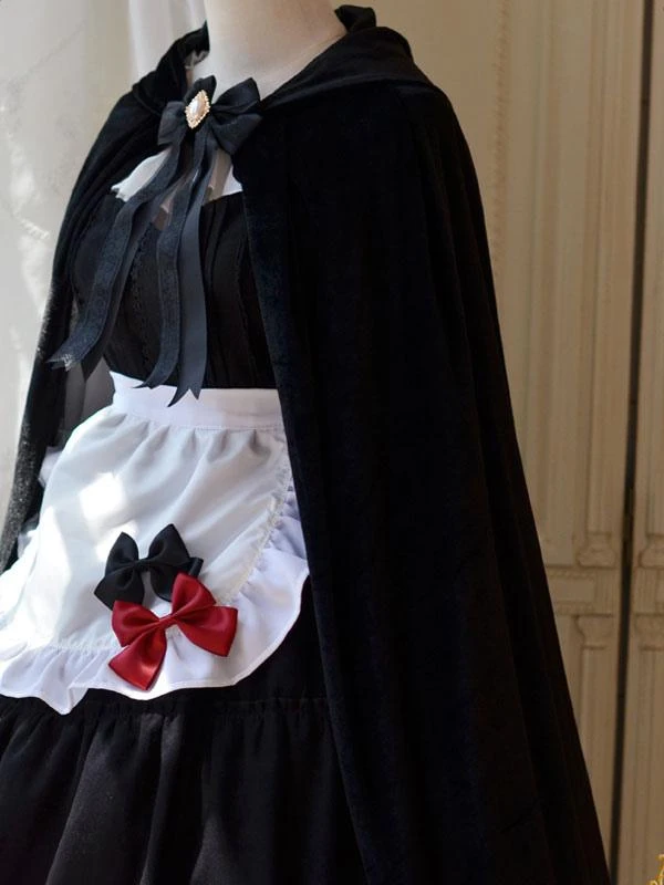 Gothic Lolita Poncho Black Polyester Spring Lolita Outwears - Image 3