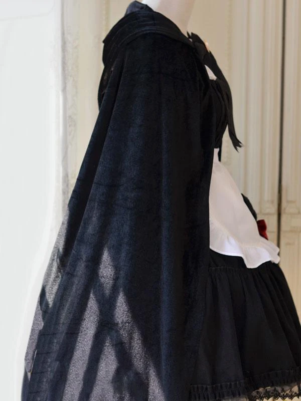 Gothic Lolita Poncho Black Polyester Spring Lolita Outwears - Image 4