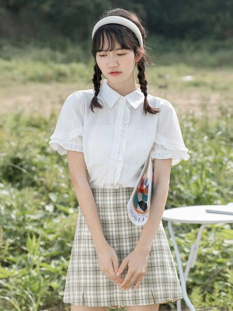 Sweet Lolita Blouses White Short Sleeves Lace Lolita Top Lolita Shirt - Image 2