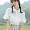 Sweet Lolita Blouses White Short Sleeves Lace Lolita Top Lolita Shirt