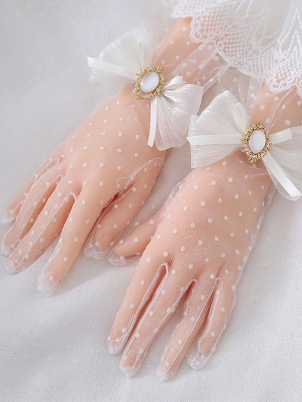 Sweet Lolita Accessories White Bows Polka Dot Accessory Polyester Fiber Miscellaneous - Image 2