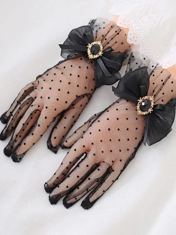 Sweet Lolita Accessories White Bows Polka Dot Accessory Polyester Fiber Miscellaneous