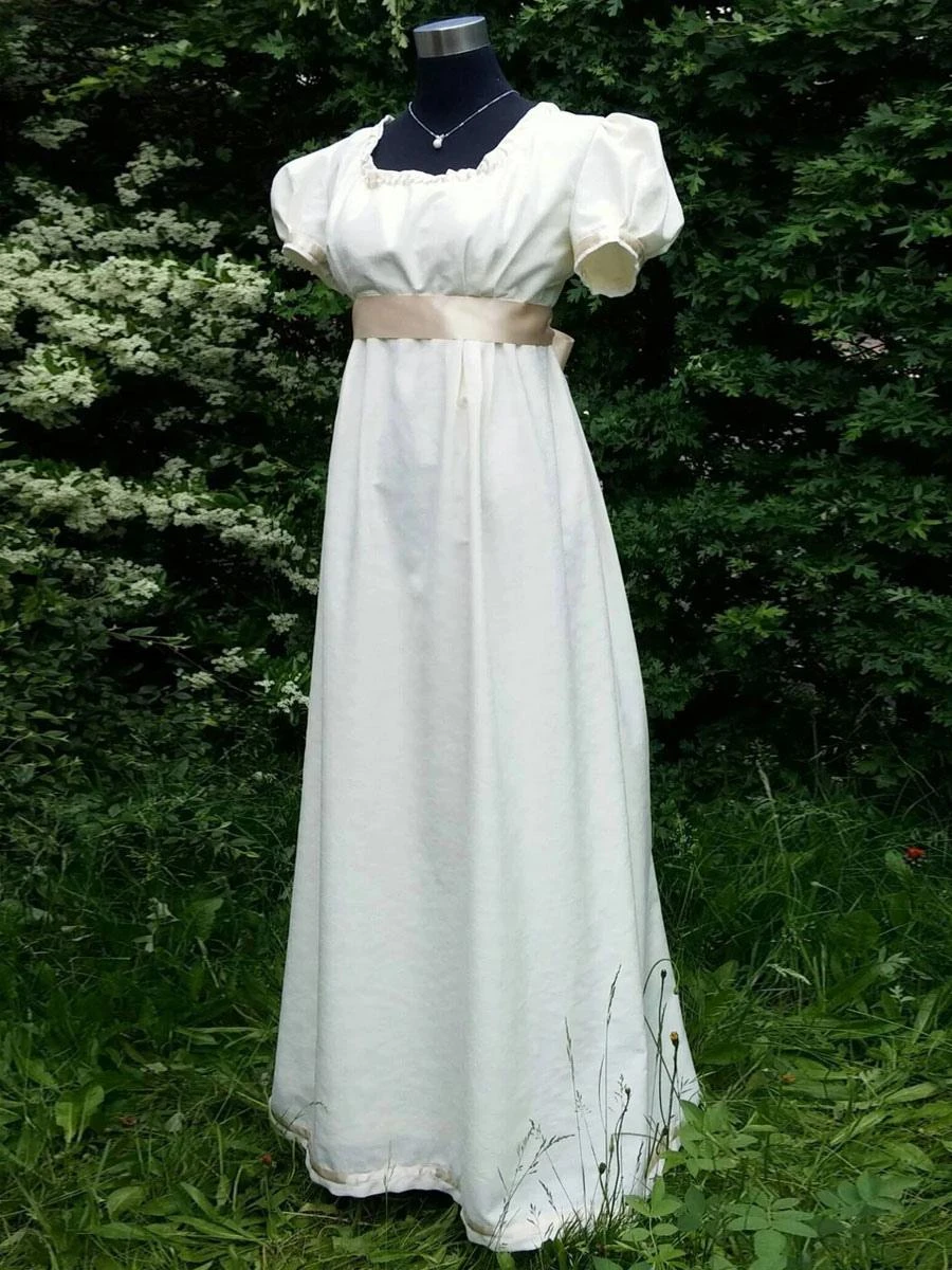 White Retro Empire Waist Dress Bridgerton Costumes Women Marie Antoinette Costume Polyester Shift Dress Vintage 18th Century Costume Regency Era Style - Image 2