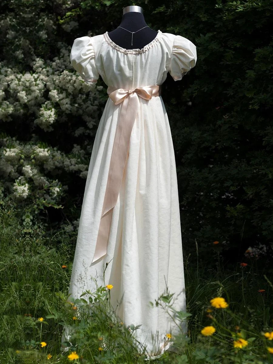 White Retro Empire Waist Dress Bridgerton Costumes Women Marie Antoinette Costume Polyester Shift Dress Vintage 18th Century Costume Regency Era Style - Image 5