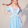 Sweet Lolita Outfits Light Sky Blue Bows Ruffles Short Sleeves Jumpsuit