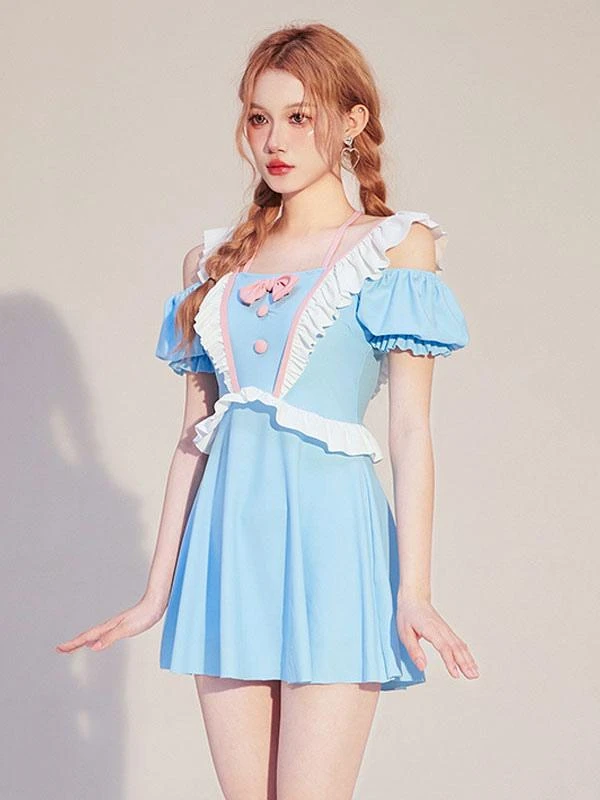 Sweet Lolita Outfits Light Sky Blue Bows Ruffles Short Sleeves Jumpsuit - Image 5