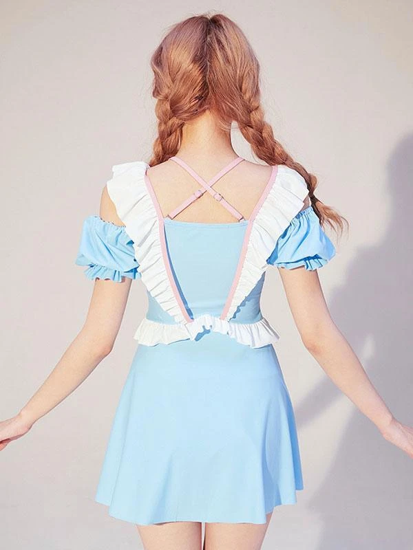 Sweet Lolita Outfits Light Sky Blue Bows Ruffles Short Sleeves Jumpsuit - Image 6