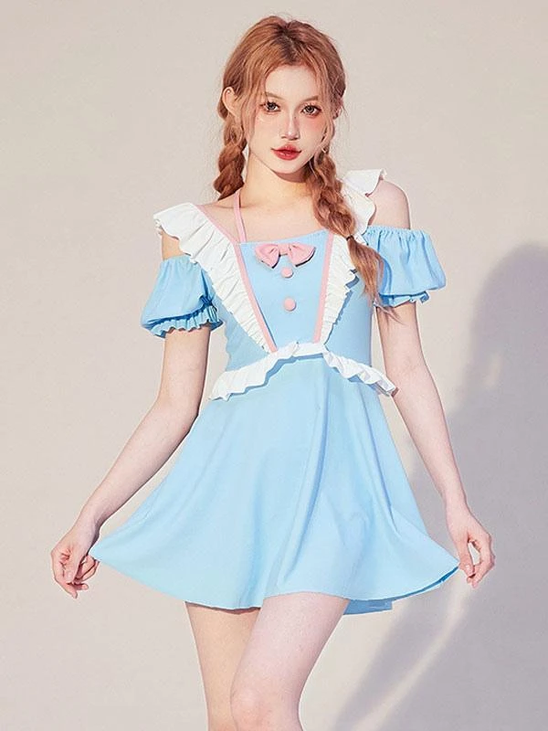 Sweet Lolita Outfits Light Sky Blue Bows Ruffles Short Sleeves Jumpsuit - Image 2