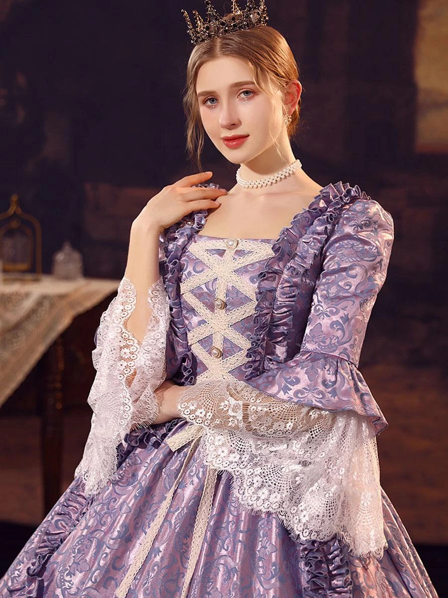 Purple Retro Costumes Polyester Dress Women's Retro Marie Antoinette Costume 18th Century Costume - Image 8