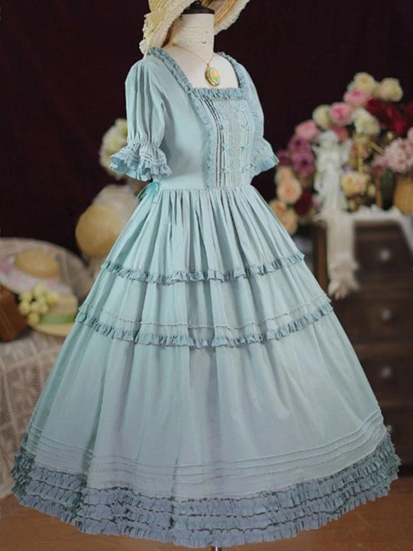 Sweet Lolita Dress Polyester Short Sleeves Ruffles Dress Lolita Dress - Image 4