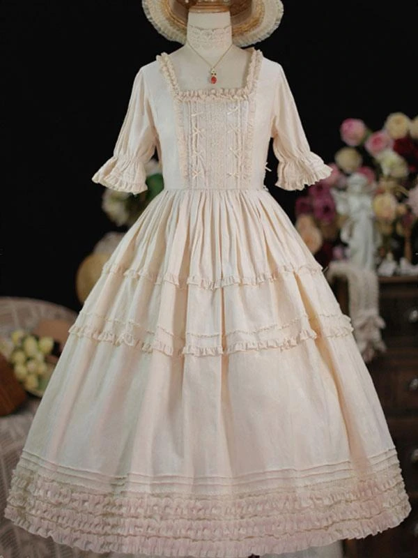 Sweet Lolita Dress Polyester Short Sleeves Ruffles Dress Lolita Dress - Image 6