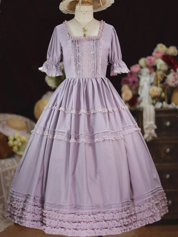 Sweet Lolita Dress Polyester Short Sleeves Ruffles Dress Lolita Dress
