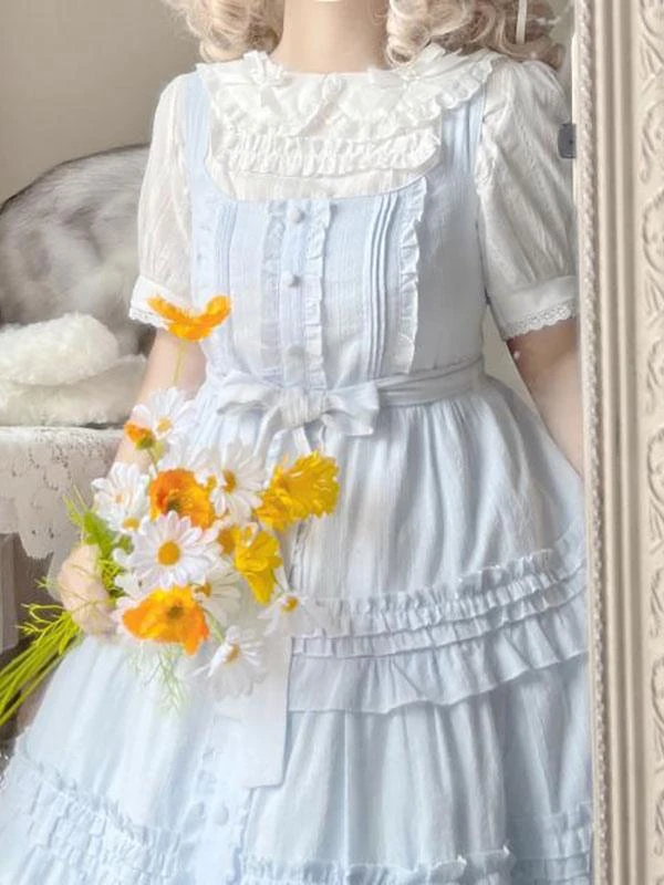 Sweet Lolita Blouses Lolita Top White Short Sleeves Ruffles Lolita Shirt - Image 2