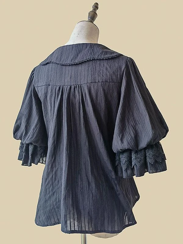 Sweet Lolita Blouses Infanta White Short Sleeves Lolita Top Lace Pleated Lolita Shirt - Image 7