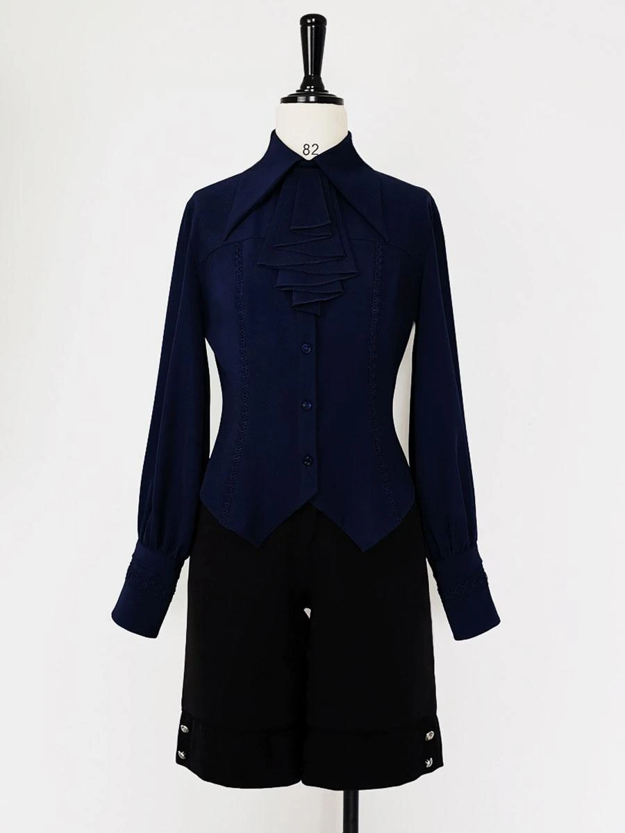 Gothic Lolita Bloomers Ouji Style Metal Details Straight Black Lolita Shorts - Image 4