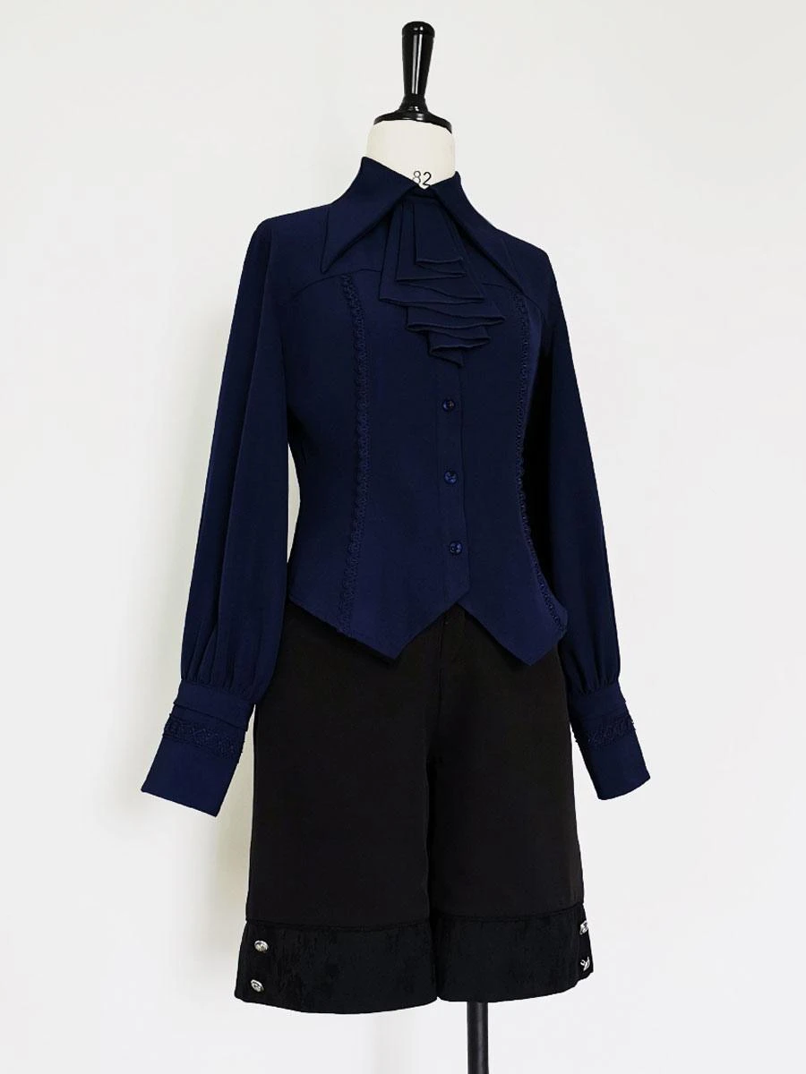 Gothic Lolita Bloomers Ouji Style Metal Details Straight Black Lolita Shorts - Image 5